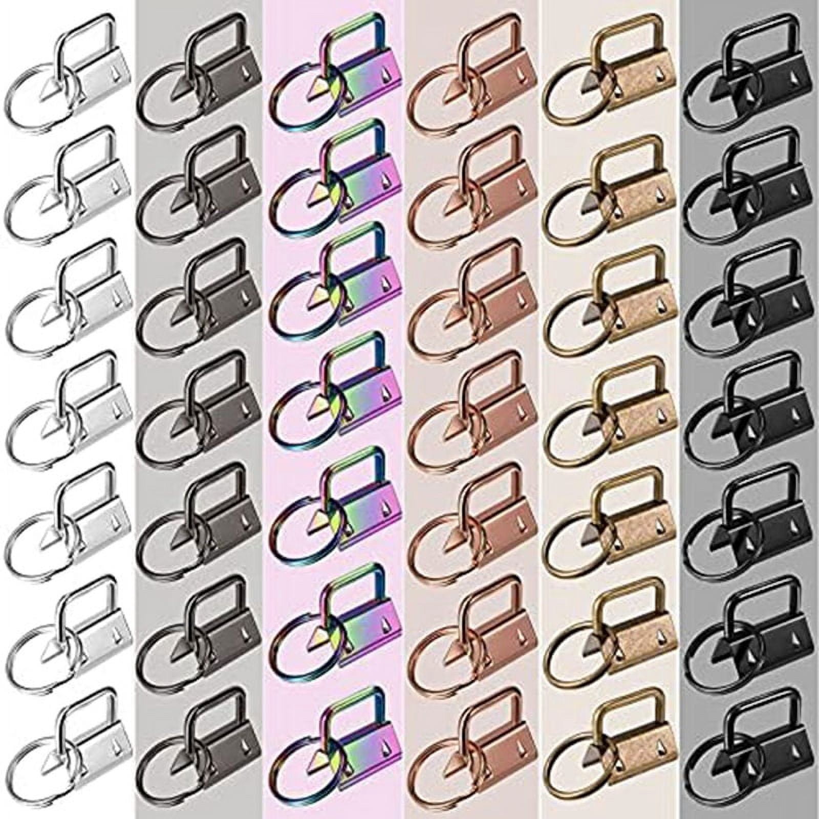 180 Pcs Key Fob Hardware 6 Colors Keychain Wristlet with Ring Chain 1 Inch