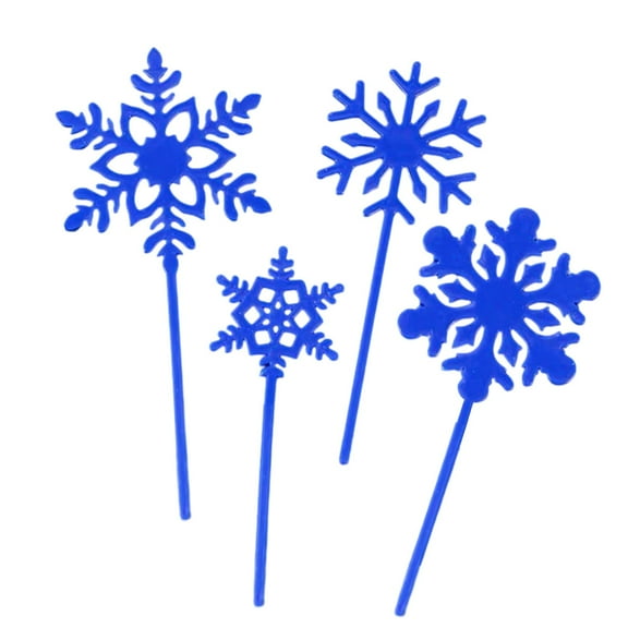 40-Pack Snowflake Cocktail Picks Appetizer Skewers Toothpicks for Drinks Desserts Fruit Charcuterie Party Decor ( Blue )