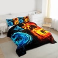 thumbnail image 3 of Feelyou Blue Orange Dragon Queen Comforter Set, Cartoon Animal Bedding Comforter Set, 3pcs, 3 of 8