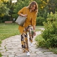 thumbnail image 4 of Textilo Women's Dressy 3 Piece Outfits 3/4 Sleeve Cardigan Sleeveless Top Wide Leg Floral Pants Set Suits Casual Lounge Sweatsuit Sets,Ginger 2XL, 4 of 5