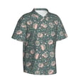 thumbnail image 2 of Fotbe Hedgehogs and Flowers Hawaiian Shirt for Men Unisex Summer Beach Casual Short Sleeve Cotton Linen Button Down Shirts-XX-Large, 2 of 9