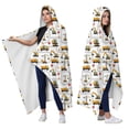 thumbnail image 2 of Wearable Blanket,Cartoon Construction Vehicles Roads White Pattern Hooded Wearable Flannel Blanket for Adults & Teens,Winter Poncho Shawl Wrap Cape Cozy Anti-Pill,50"x60", 2 of 5