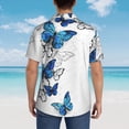 thumbnail image 6 of Bixox Men's Hawaiian Shirts Men's Blue Flying Butterflies Print Short-Sleeve Shirt-Large, 6 of 8