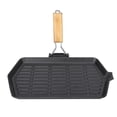 thumbnail image 3 of Griddle Pan, Easy Cleaning Grill Pan Anti Warping Bottom Portable&nbsp;Folding With&nbsp;Wooden&nbsp;Handle For Camping For Household, 3 of 8