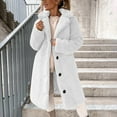 thumbnail image 2 of Women's 2025 Faux Fur Coat Lapel Long Sleeve Fuzzy Fleece Mid-length Sherpa Jacket Button Down Winter Outerwear, 2 of 7