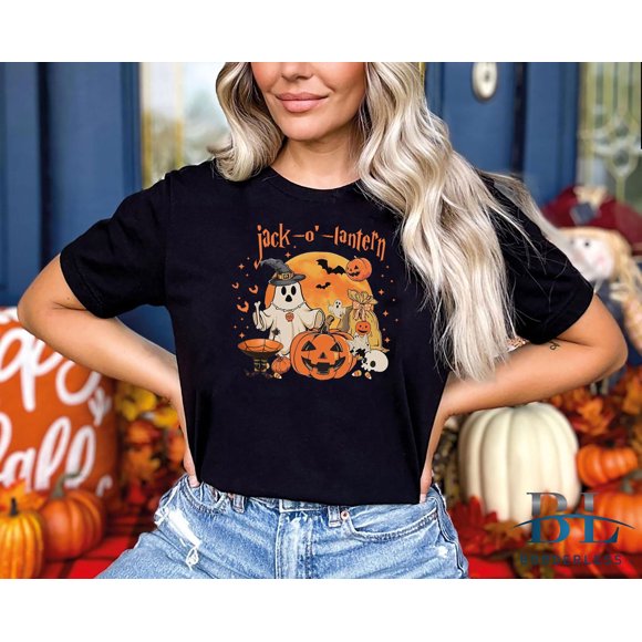 BAYCREWS Witch scary Halloween shirt, ladies funny Halloween shirt, Tshirts, Halloween Gift Shirt Friends Birthday, trick or treat, tee, Jack