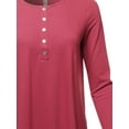 thumbnail image 4 of A2Y Women's Premium Solid Long Sleeve Dolphin Hem Shell Button Henley Top Shirt Rose S, 4 of 6