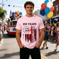 thumbnail image 2 of Mens 250 Anniversary USA Shirt Crewneck 4Th of July Shirts Short Sleeve T-shirt 1776-2026 250th Birthday Crew Neck Tees Pink3 S, 2 of 4