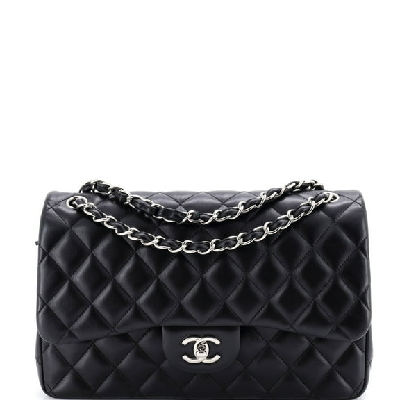 Pre-Owned Classic Double Flap Bag Quilted Lambskin Jumbo By Rebag