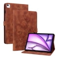 thumbnail image 2 of FJLBDE Case for iPad Air 11 Inch M3 2025/M2 2024 (7th/6th Gen), Embossed Flower PU Leather Flip Wallet Folio Stand Cover, Brown, 2 of 7