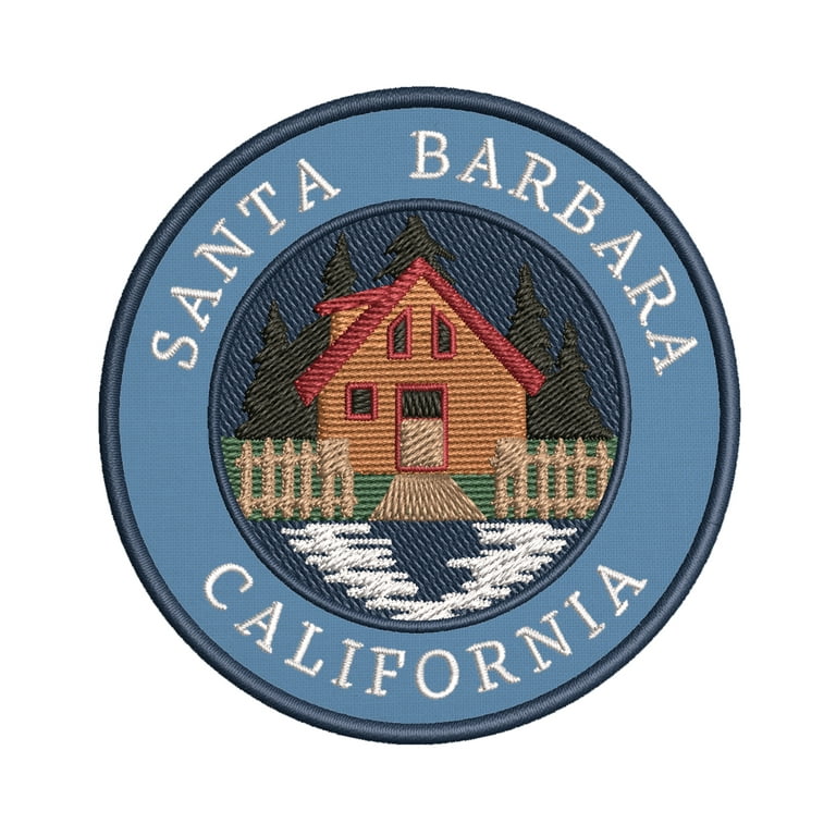 Cabin by the Lake - Santa Barbara California 3.5 Embroidered Patch DIY  Iron-On / Sew-On Badge Emblem - Fishing Camping Hiking Nature Animals -  Decorative Novelty Souvenir Applique 