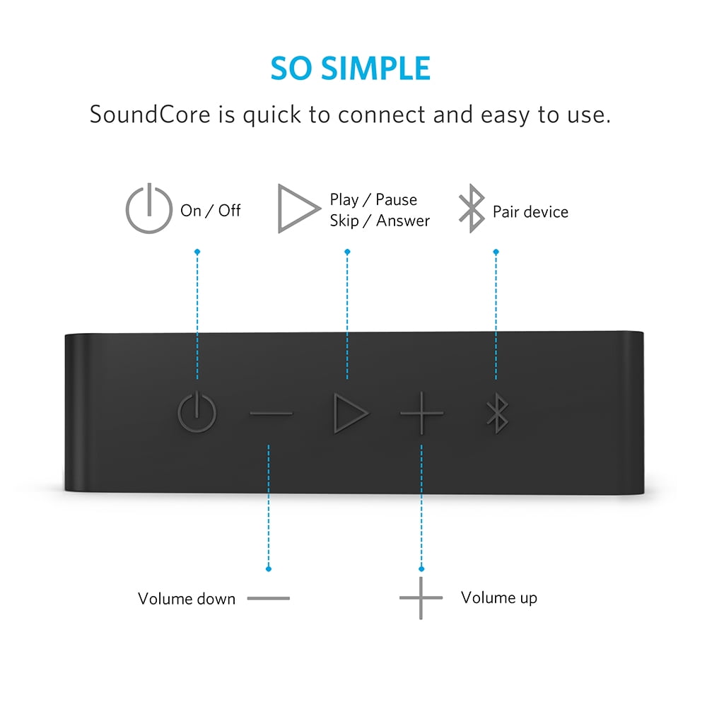 Anker SoundCore Bluetooth Speaker with 24-Hour Playtime, 66-Foot Bluetooth Range & Built-in Mic, Dual-Driver Portable Wireless Speaker with Low Harmonic Distortion and Superior Sound