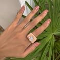 thumbnail image 3 of Women Ring Resin Chunky Flower Fashion Finger Ring Stackable Ring Knuckle Ring, 3 of 10