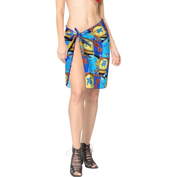 HAPPY BAY Women's Bikini Wraps Beach Wrap Coverup Sarong Skirt Bathing suit Swimsuit Swimwear Cover Up for Women One Size Aqua, Tropical