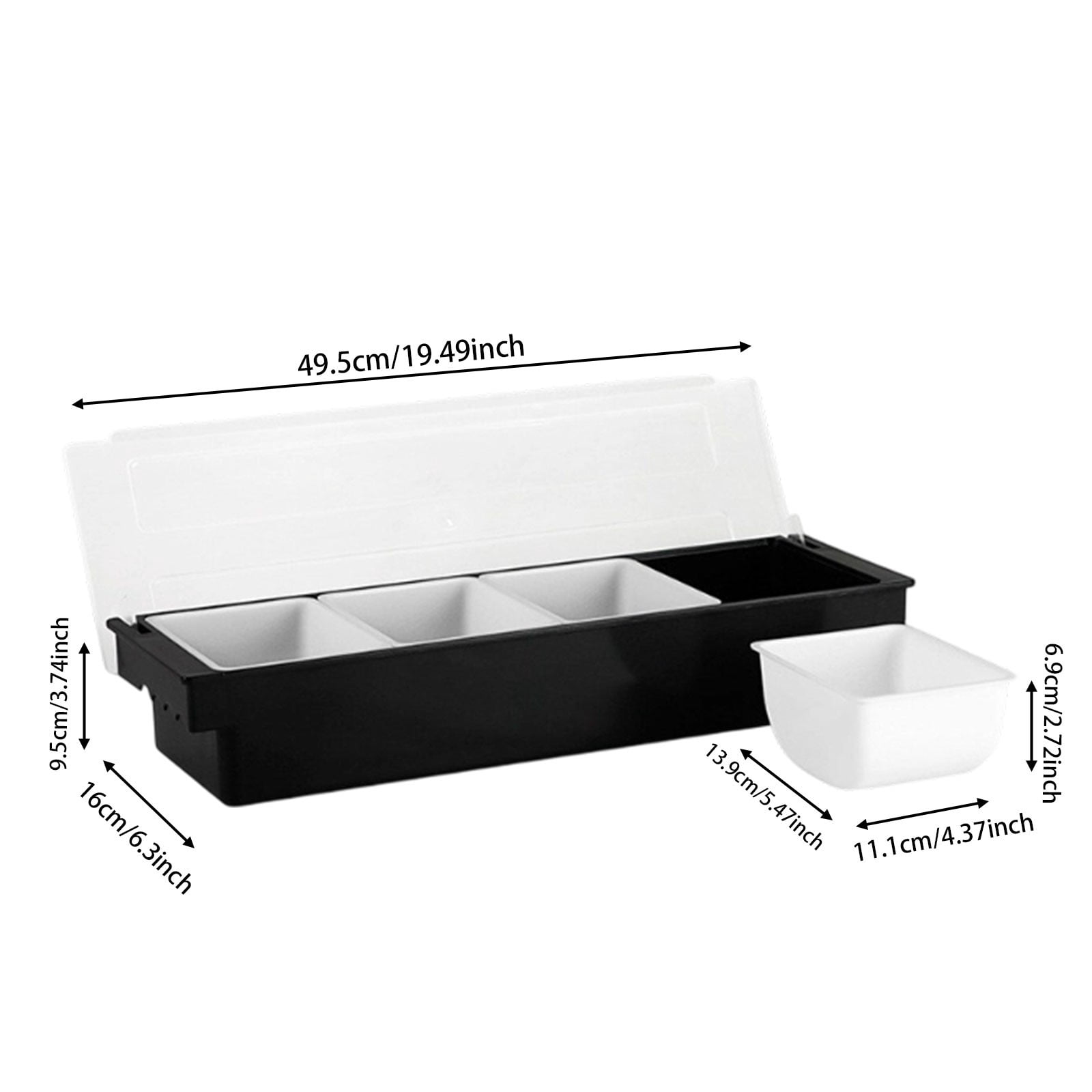 Sturdy Refrigerated Produce & Snack Tray, Durable ABS Food Storage Container with Airtight Seal Lid, for Fresh Fruit, Vegetables, Condiments & Pantry Storage