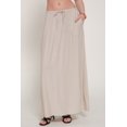 thumbnail image 4 of Women's Elastic Waist Crinkle Woven Long Skirt with Tie Detail, Casual Flowy Maxi Skirt Taupe S, 4 of 5