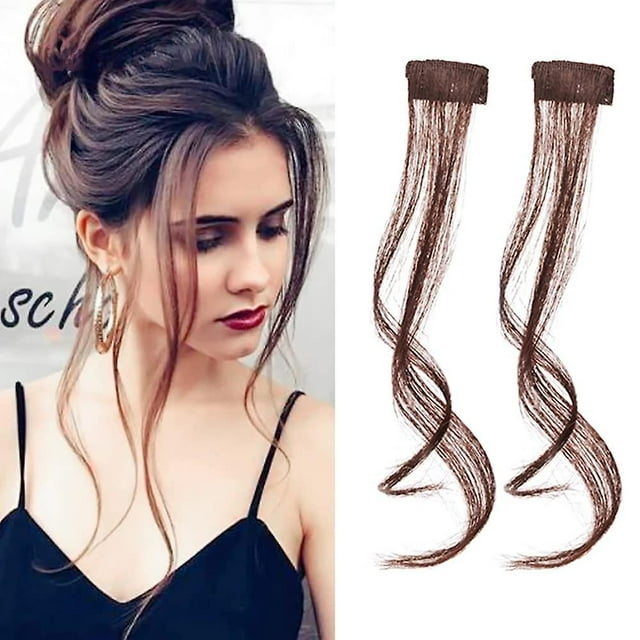 10 pulgadas natural largo ondulado rizado 3d aire flequillo clip en extensiones de flequillo 100 cabello humano real flequillo lateral frontal en flecos con patillas postizo para W