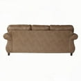 thumbnail image 3 of Modern Leather Loveseat with Antique Bronze Nailheads for Living Room (85×80×75cm), 3 of 10