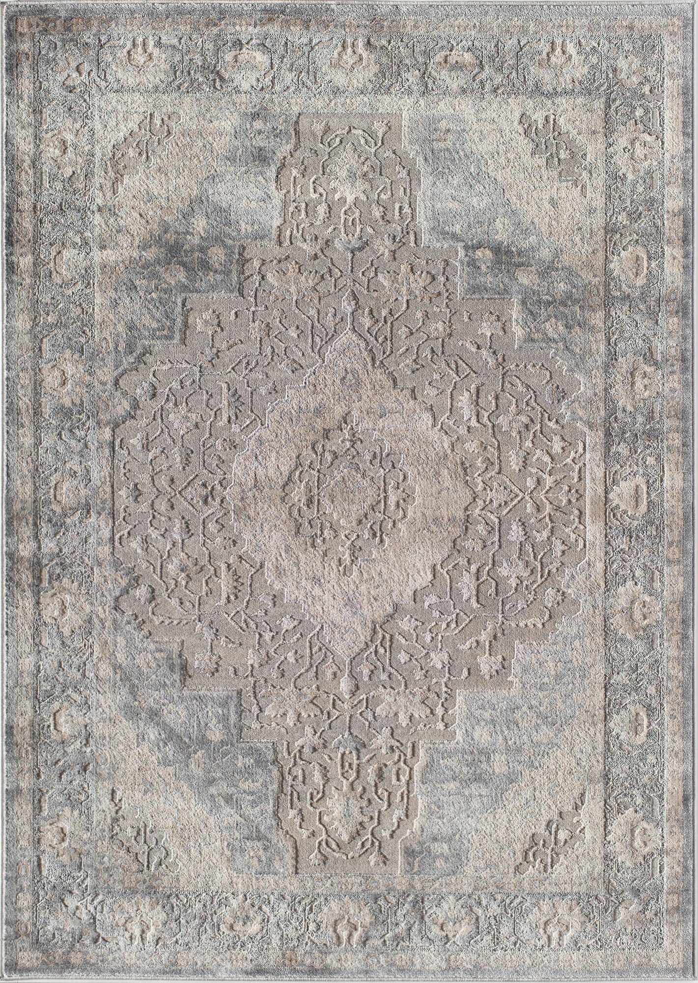 Rugs America Emali EA30A Taupe Grey Vintage Farmhouse Taupe Area Rug, 5'x7'