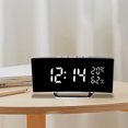 thumbnail image 1 of Despertador Vmvidoty con pantalla curva LED y espejo, reloj electrónico con espejo, temperatura y humedad medibles, tres niveles de brillo y ofertas de acceso anticipado., 1 of 6