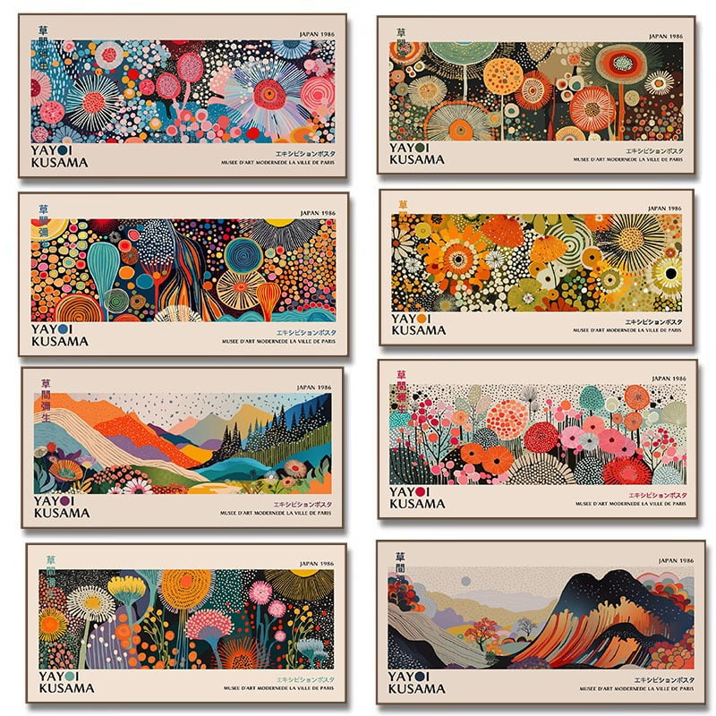 Yayoi Kusama Flower Exhibition Poster Canvas Painting Print