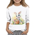 thumbnail image 2 of Girls Easter Shirt Long Sleeve Bunny Rabbit with Chick Watercolor Print Soft Casual Comfortable Crewneck Tee Tops Spring Outfits White,Size 7-8 T, 2 of 5