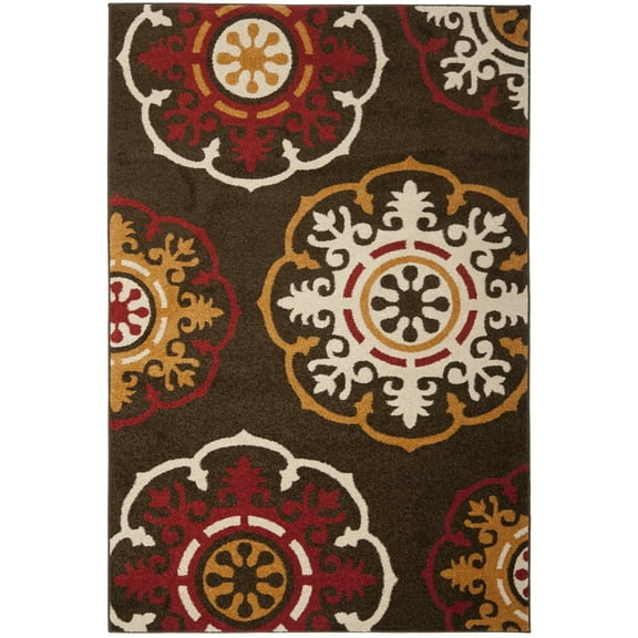 SAFAVIEH Newbury Chauncey Floral Area Rug, Brown/Red, 5'1" x 7'6"