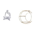 thumbnail image 1 of Figura de lector abstracto,Estatua de pensador abstracto,arte,manualidades,decoraciones,Estante de almacenamiento de pared,Estantería colgante de pared de metal de 3 niveles para decoración, 1 of 8