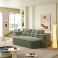thumbnail image 2 of 78.7" Futon Sofa Bed, 2-in-1 Foldable Sleeper Sofa, Convertible Floor Couch with Pillows, Corduroy Couch, Multi Functional Blanket, Upholstered Boneless Couches for Living Room, Forest Green, 2 of 9