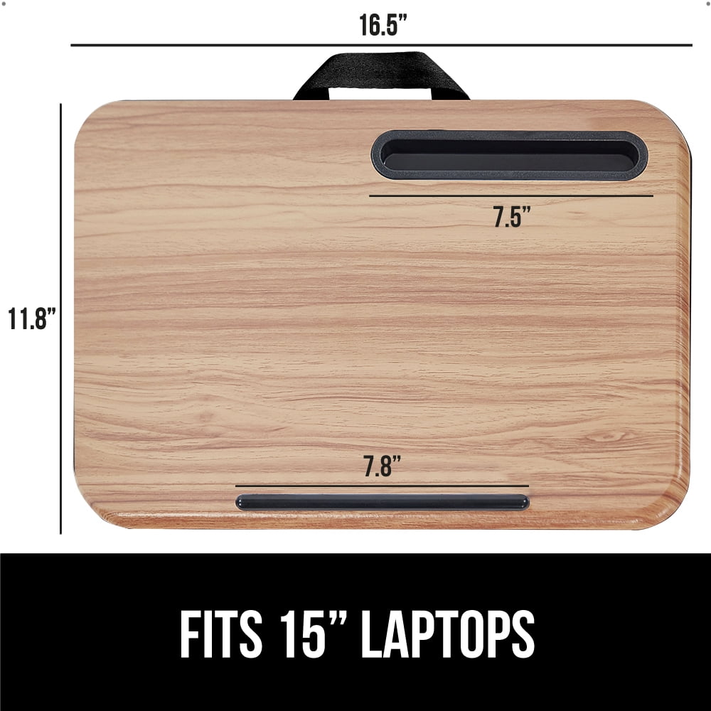 GORILLA GRIP Laptop Lap Desk, Portable Tablet Stand Fits Laptops up to 15.6", Light Wood