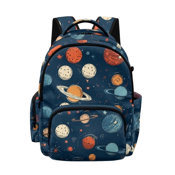 Xixirimido Cosmic Planets Print Kids School Bag 17" Backpack for Boys & Girls Lightweight Large Capacity Bookbag for Elementary Middle High School Students