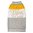 thumbnail image 3 of Vibrant Life Fall Gray & Mustard Boss Lady Dog Sweater, 3 of 4