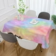 thumbnail image 5 of 60x60 Inch Tablecloth Polyester Square Tablecloth for Home Kitchen Dinner Decor Pastel Rainbow Tie-dye, 5 of 9
