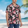 thumbnail image 3 of Pofeuu Rose Flowers Print Hawaiian Shirt for Men Sleeves Casual Button Down Summer Beach Dress Shirts T-Shirts,3X-Large, 3 of 7