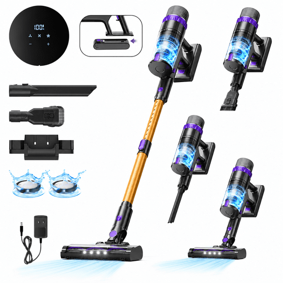 Prettycare Cordless Vacuum Cleaner, 48KPA 530W, 8*2600mAh 55mins Runtime 9 in 1 Stick Vacuum for Home Pet Hair Carpet Wood Floor