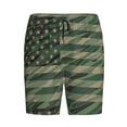 thumbnail image 4 of Naloa Jungle Green Camo USA Flag Men's Short Pajama Pants, Lounge Comfort Shorts with Elasticized Waistband and Side Pockets - Small, 4 of 9