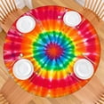 thumbnail image 2 of Colorful Rainbow Tie Dye Spiral Pattern Round Fitted Tablecloth with Elastic Edge,Dining Table Cover Waterproof,Outdoor Round Tablecloth for Camping,Dining,Indoor and Outdoor, 2 of 7
