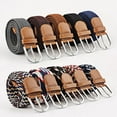 thumbnail image 2 of 107/120/130cm UNISEX Casual Knitted Pin Buckle Women Belt Woven Canvas Elastic Expandable Braided Stretch Jeans Belts for Men, 2 of 7