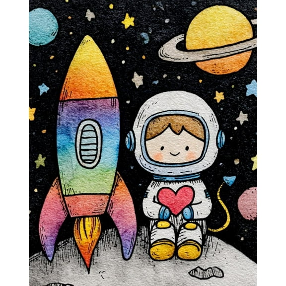 Paint by Numbers for Adults Kids Beginner Rainbow Rocket and Space Lover DIY Acrylic Painting by Numbers Kits with Brushes Acrylic Pigment Home Decoration Gifts 16 x 20 inch