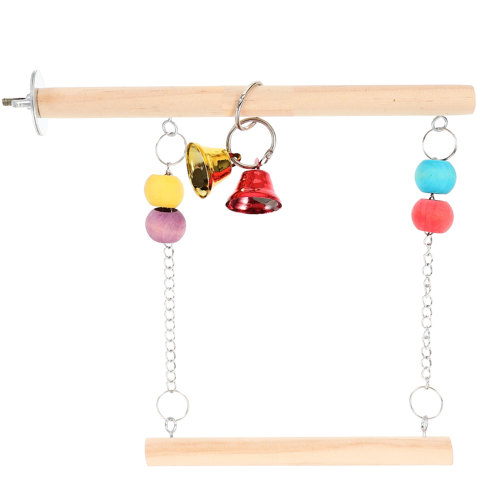 ELAYARD Wear Resistant Bird Swing for Parrot with Beads Wood Khaki Daily Use