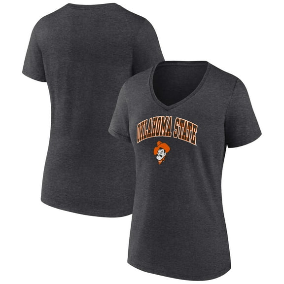 Women's Charcoal Oklahoma State Cowboys Campus V-Neck T-Shirt