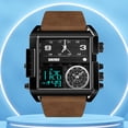 thumbnail image 4 of Reloj deportivo digital Pantalla LED Reloj de cuarzo de moda Cuero de PU Zona horaria múltiple, 4 of 9