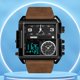 thumbnail image 1 of Reloj deportivo digital Pantalla LED Reloj de cuarzo de moda Cuero de PU Zona horaria múltiple, 1 of 8