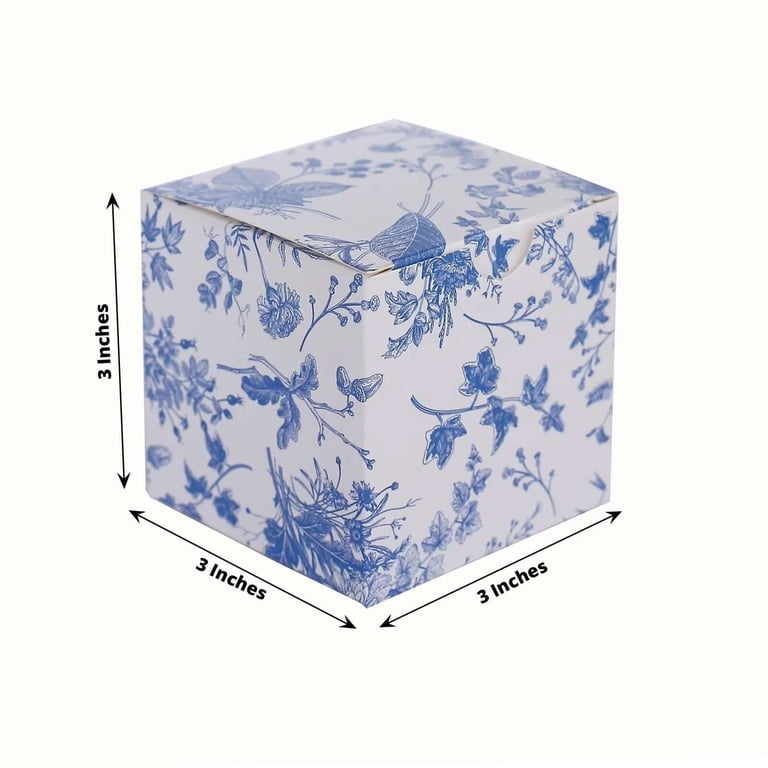 Efavormart 25 Pack White Blue Chinoiserie Floral Print Paper Gift