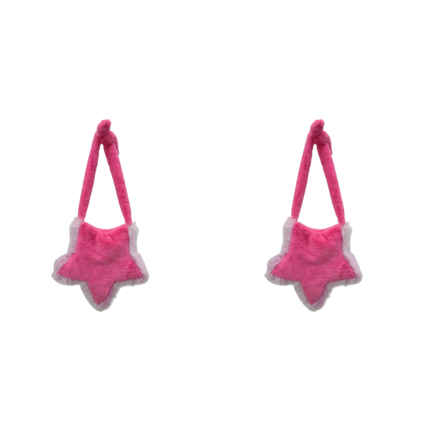 Bolso Hombro Y2K Bandolera Felpa Con Retazos Al Aire Libre (Rosa) Rojo