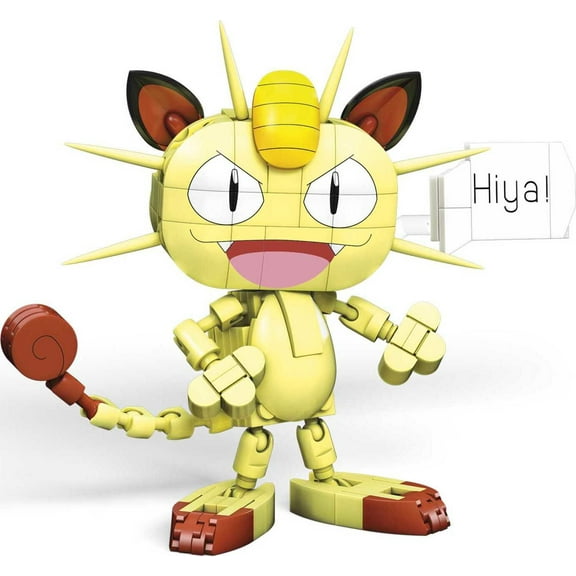 MEGA Pokemon Meowth Construction Set with character figures, Building Toys for Kids (169 Pieces)