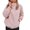 Pink, variant on Women's Fuzzy Hoodie, Quarter Zip Pullover Sweatshirt with Kangaroo Pocket, Long Sleeves and Relaxed Fit