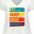 thumbnail image 4 of Inktastic Eat Sleep Anime Repeat Women's Plus Size V-Neck T-Shirt, 4 of 5