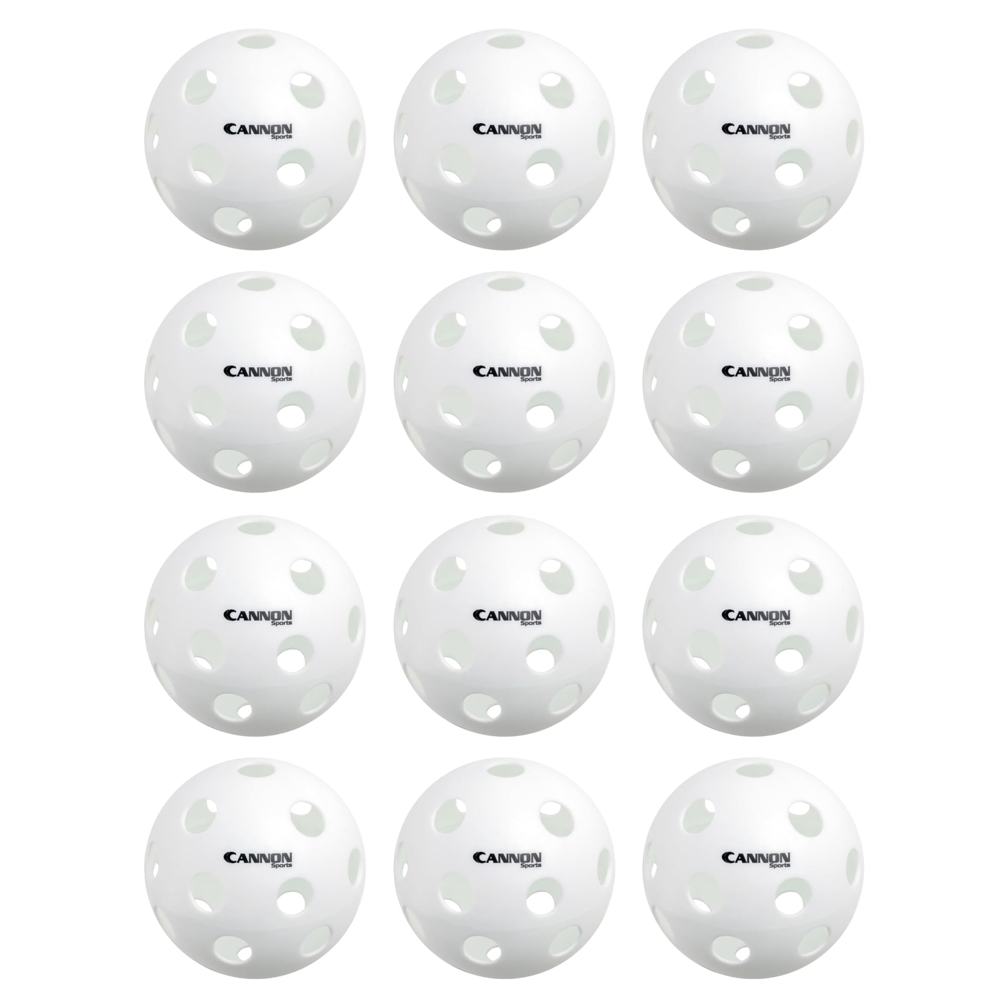 Cannon Sports 12-Inch Plastic Softballs – 12 Pack of Official Size Plastic Practice Softballs – Perfect for Hitting, Pitching, Batting, Recreational Play (White)