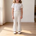 thumbnail image 2 of Karoyedx Sweatpants for Toddler Girls Flowy Wide Leg Pants Summer Lightweight Pants High Elastic Waist Loose Uniform Trousers White Size,12-18 Months, 2 of 9
